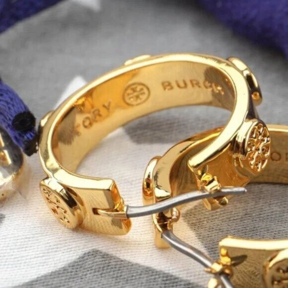 Tory Burch Miller Stud Huggie Hoop Earrings - Picture 4 of 4